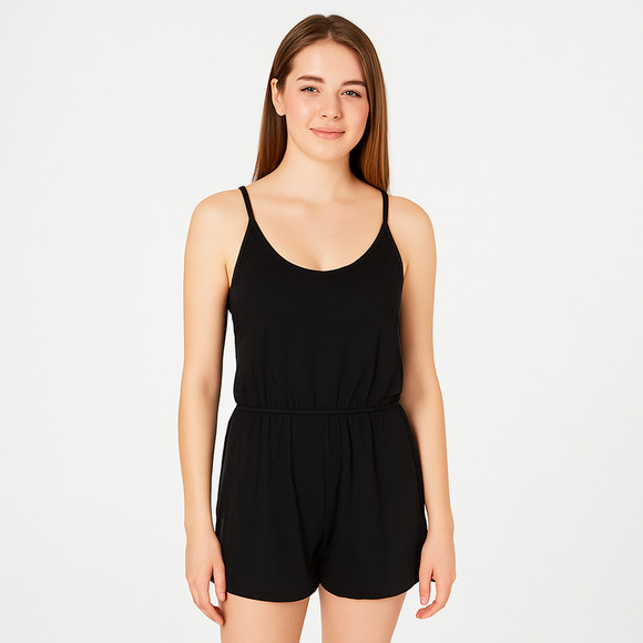 Ultra Flirt Juniors' Braided-Strap Romper Black Size L - Picture 1 of 4
